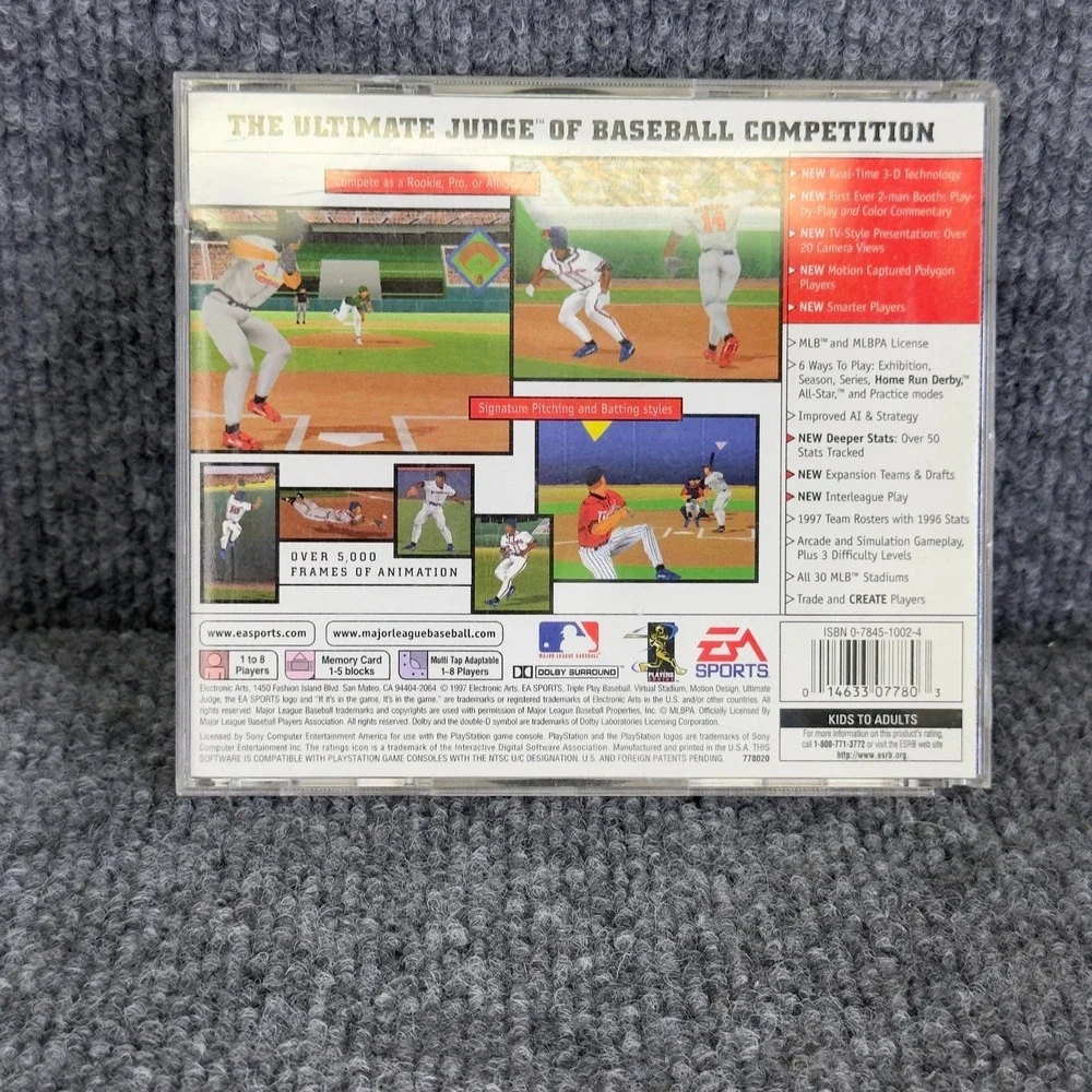 Triple Play 98 PS1 EA Sports Baseball‎ Game MLB 1997 Stats Tested Disc Only
